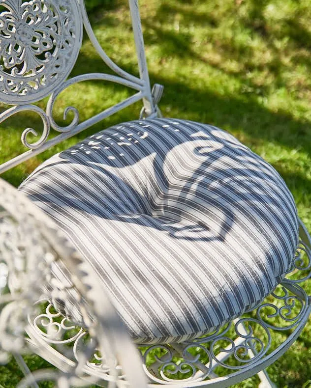 Dibor Set of 4 Grey Striped Round Summer Outdoor Garden Chair Seat Pad Cushions Dia 40cm 3