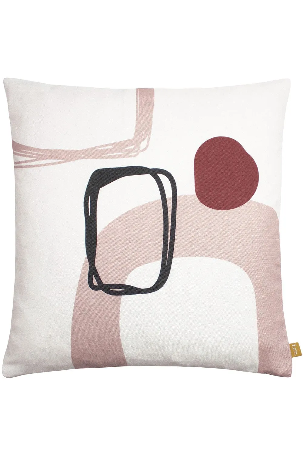 Furn Aida Geometric Abstract Printed Cushion in Light Pink