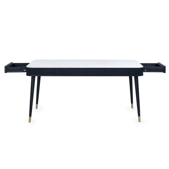 Louis Black Fluted Stone Dining Table 4