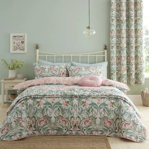 Catherine Lansfield Clarence Floral Reversible Natural Duvet Cover & Pillowcase Set 3