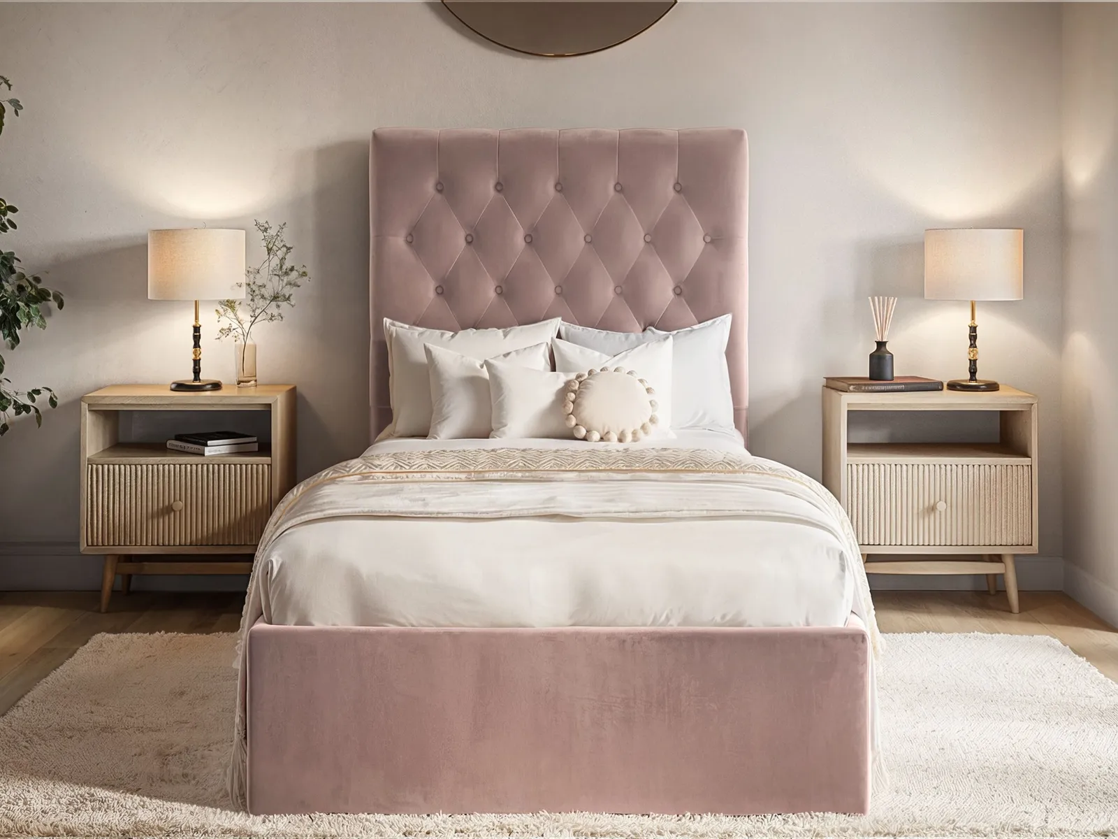 Flair Milan Velvet Single Ottoman Bed in Pink 3