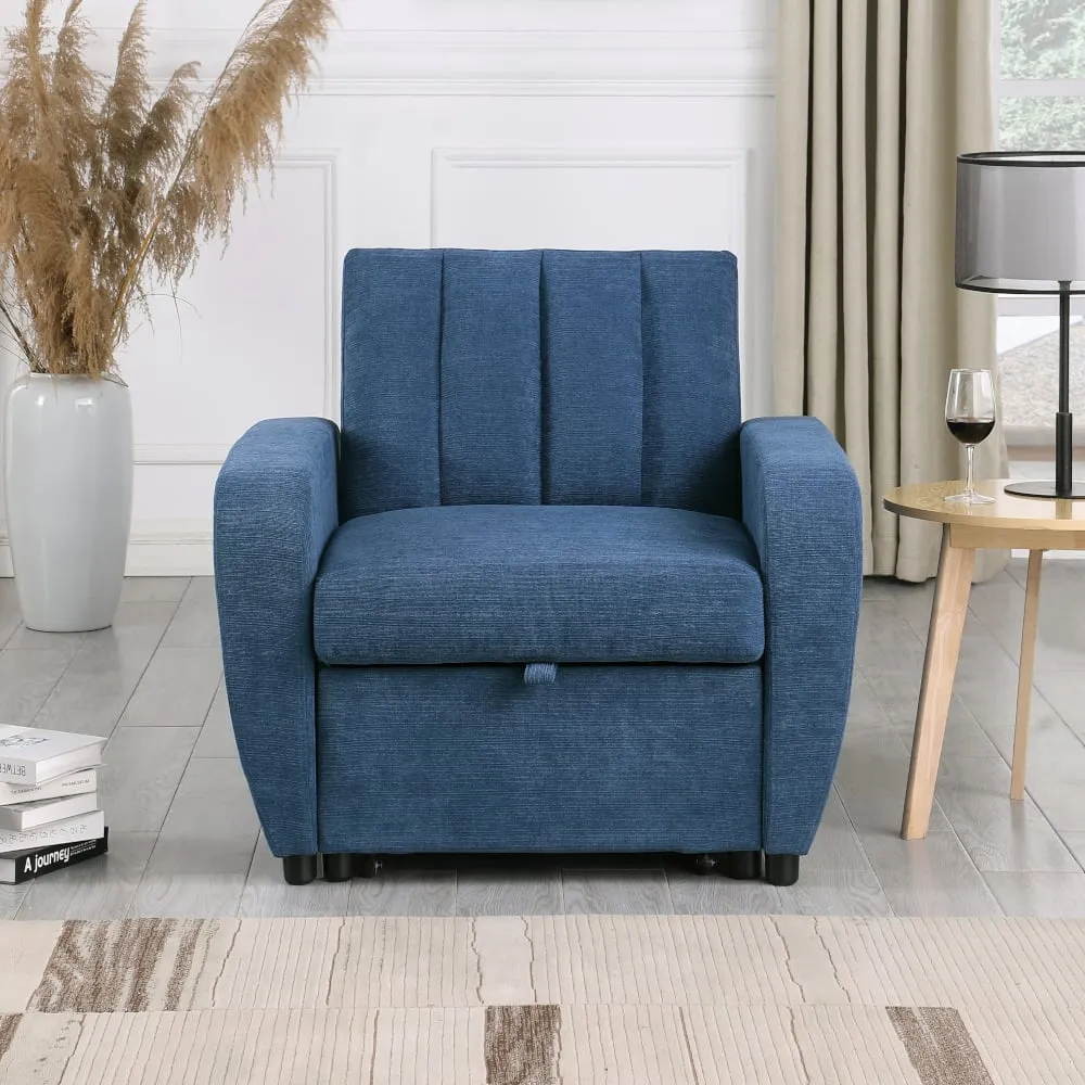 Gibson - Chair Sofa Bed - Blue - Fabric - Single Chair - Make It Homely 1