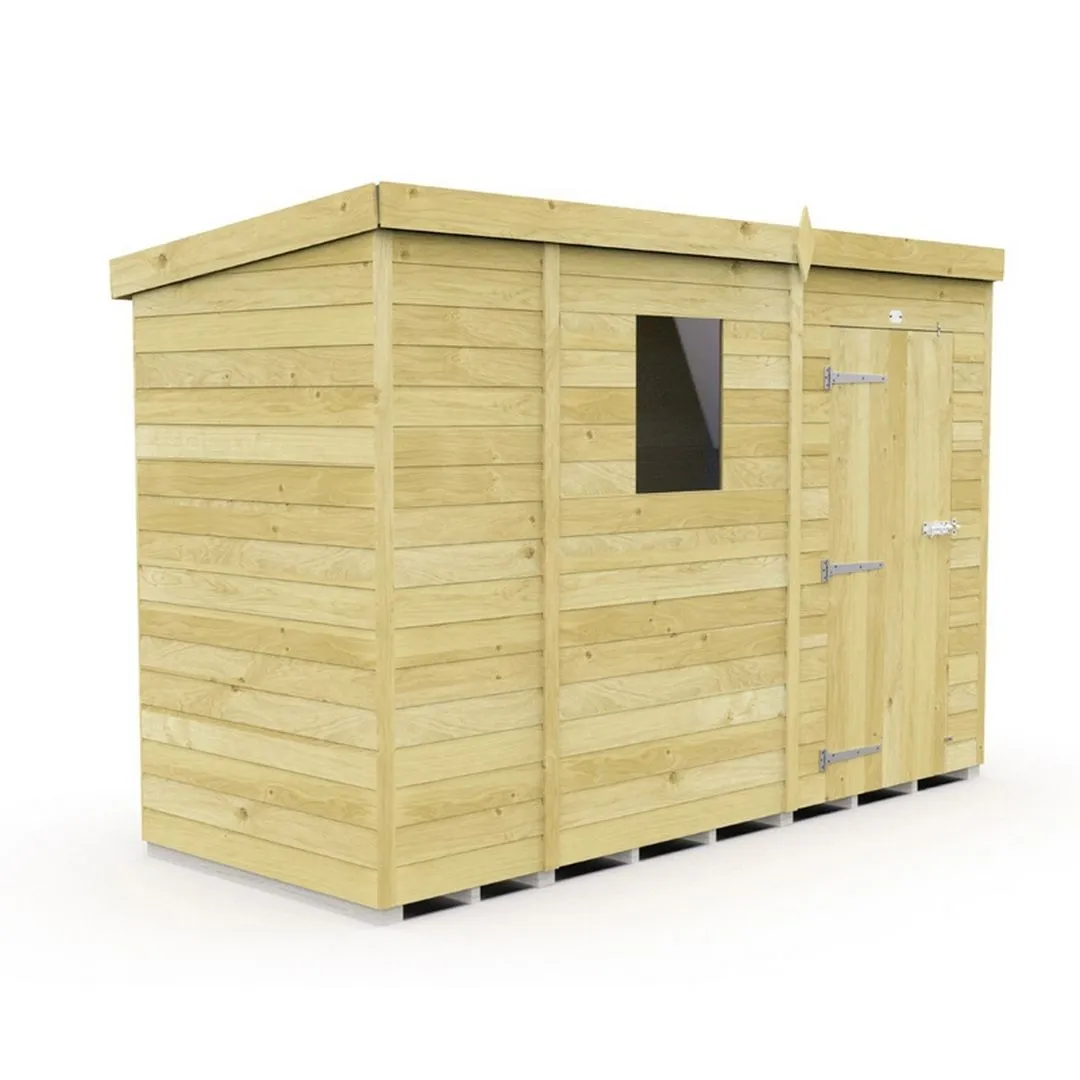 Buttercup Farm 9 x 4 Feet Pent Security Shed - Double Door - L118 x W276 x H201 cm in Brown