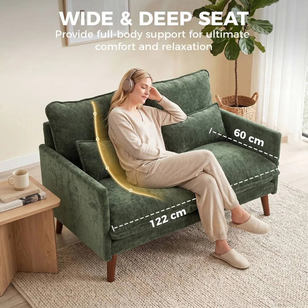 HOMCOM 2 Seater Sofa, Modern Loveseat with Spring Cushions, Wide Seat, Green 5