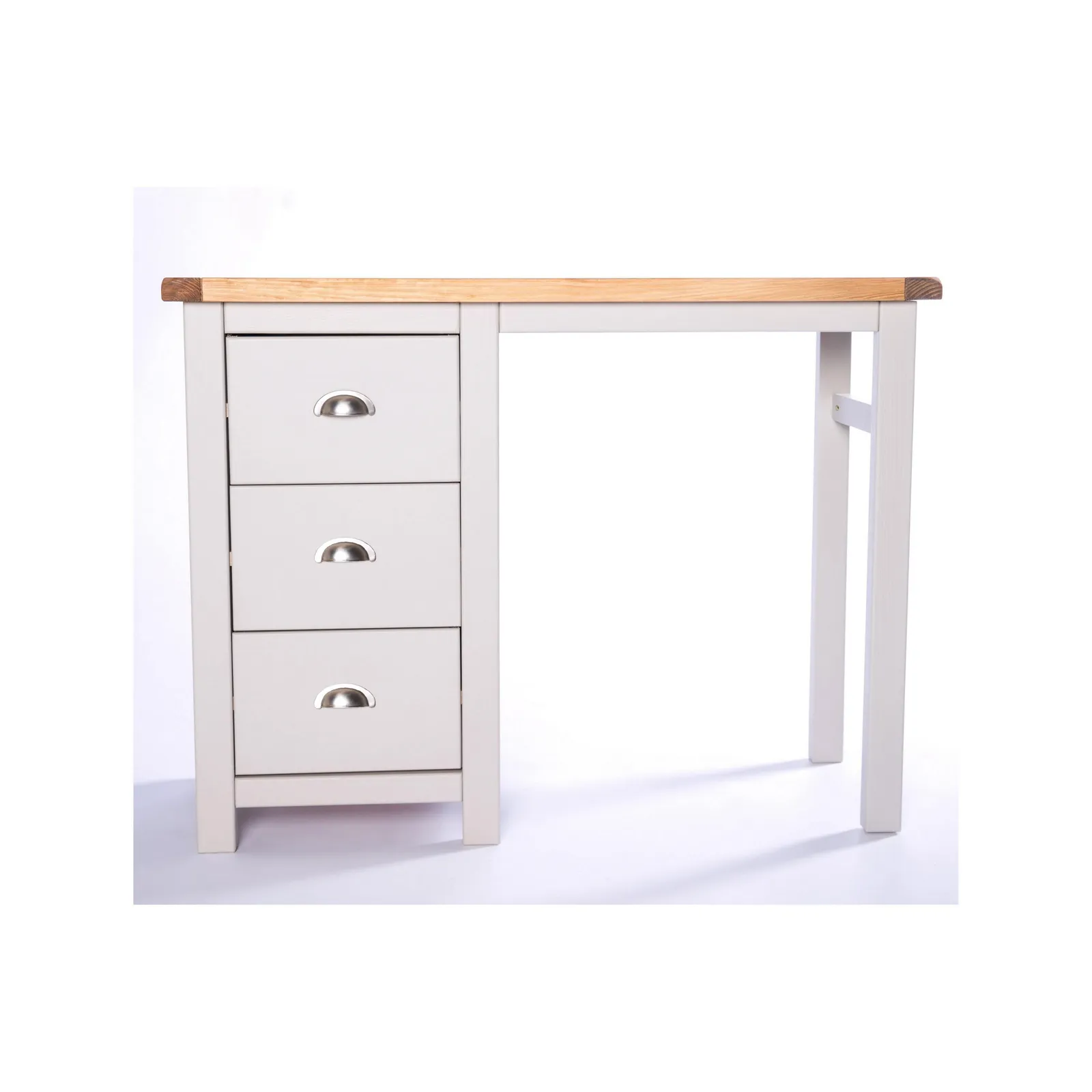 Cabinet Bits Argenta 3 Drawer Dressing Table Set Chrome Cup Handle in Light Grey 2