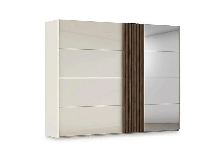 Estella 281cm 2 Door Glass Sliding Wardrobe with 1 Mirror Door - Bedroom Furniture - In Time for Christmas