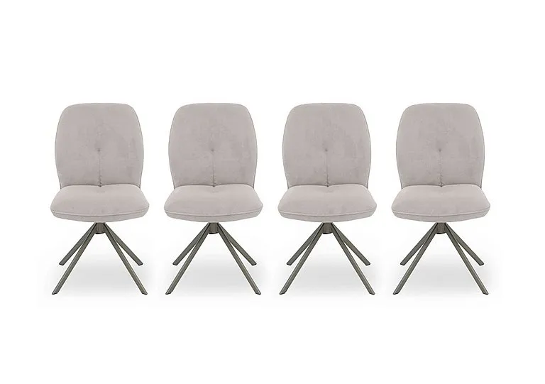 Perla Set of 4 Fabric Swivel Dining Chairs