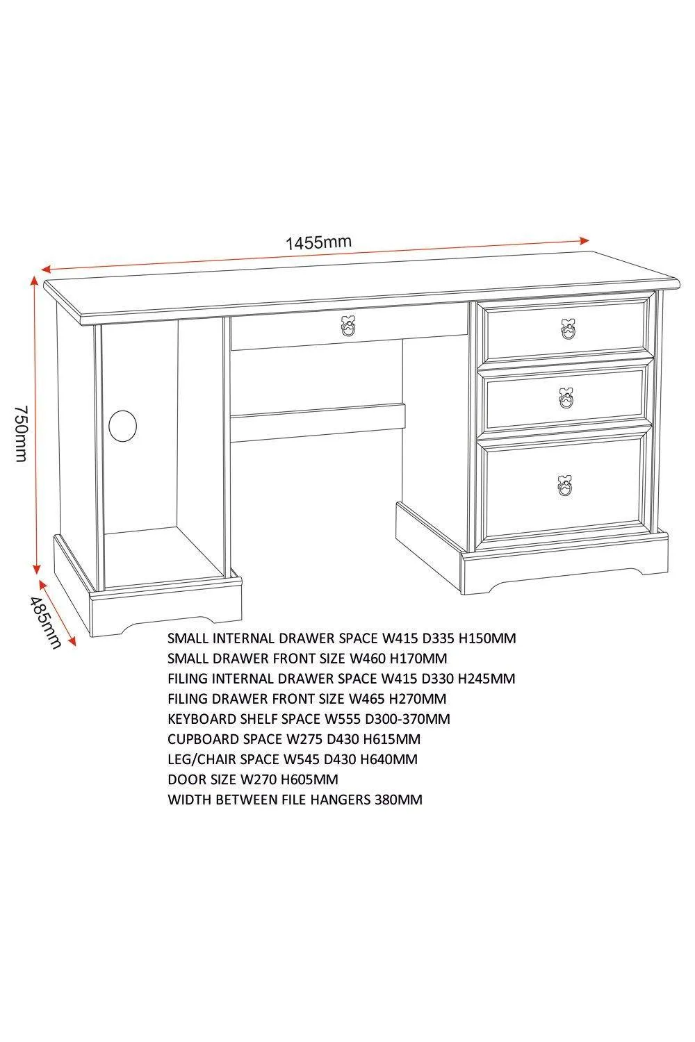 Seconique Corona Computer Desk in Natural 6