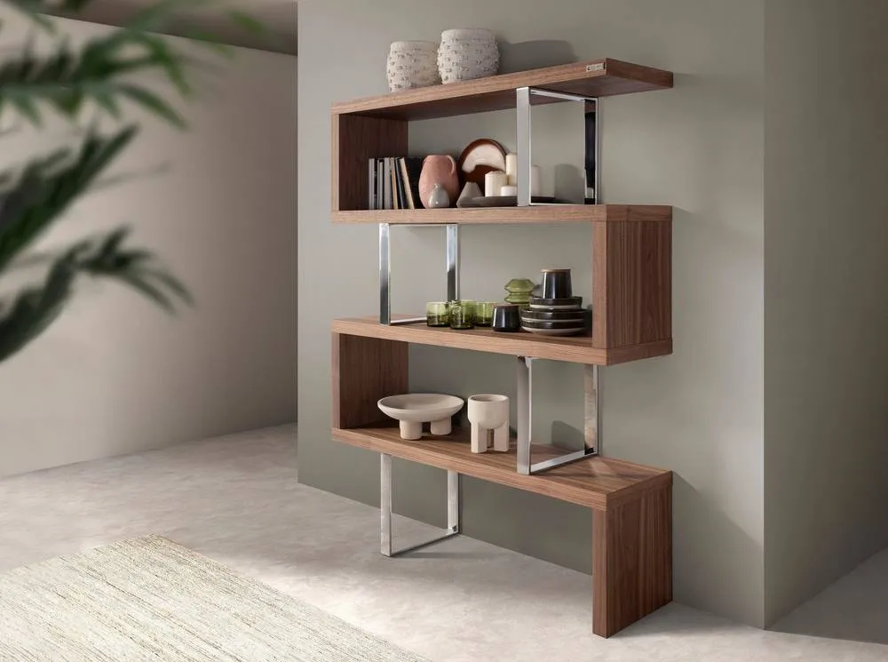 Angel Cerda Walnut & Steel Shelving, 130x35x170 cm in Brown 3