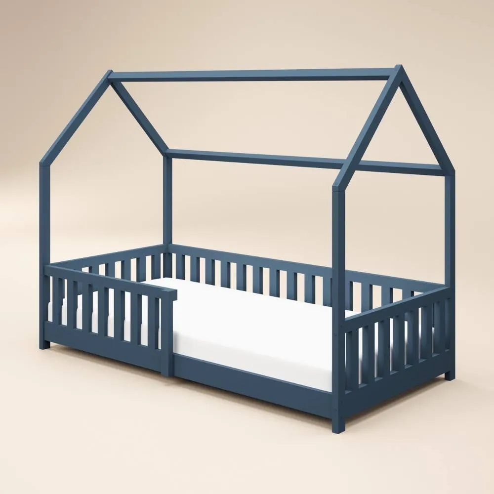 Flair Explorer Wooden Playhouse Bed with Rails in Navy 3
