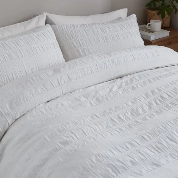Woven Brixham Seersucker Cotton Duvet Cover & Pillowcase Set 4