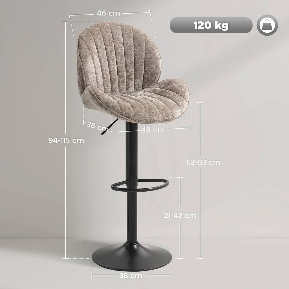 HOMCOM Modern Bar Stools Set of 2, Swivel Counter Height Barstools in Brown 3