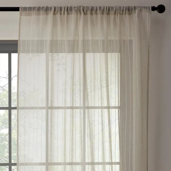 Lucia Stripe Natural Slot Top Voile Pair 1