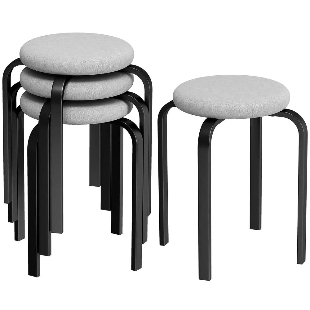 HOMCOM Stackable Stools Modern Cushioned Set of 4 Grey 2