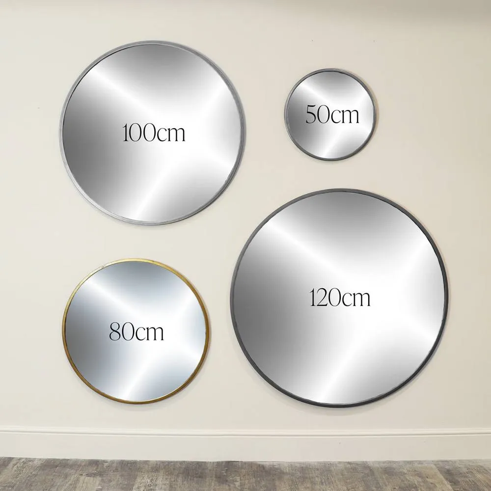 Melody Maison Large Round Black Framed Wall Mirror 80cm X 80cm 6