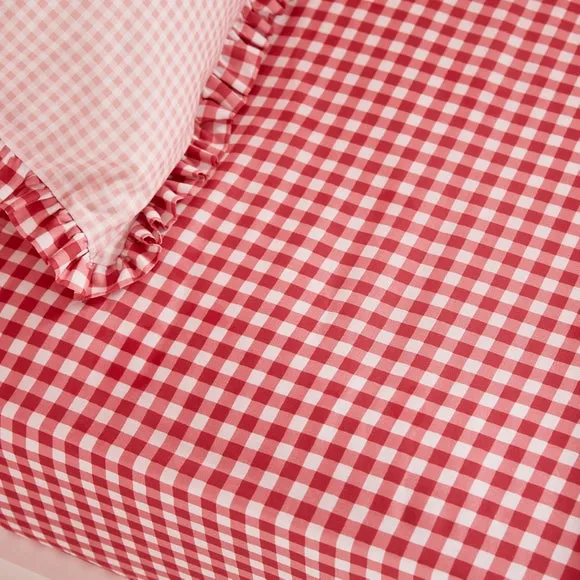 Set of 2 Pink Gingham Fitted Sheets 2