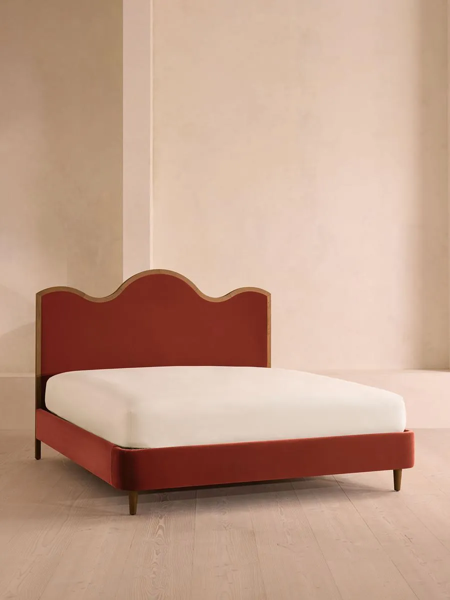 Aubrey Bed, King, Velvet, Rust