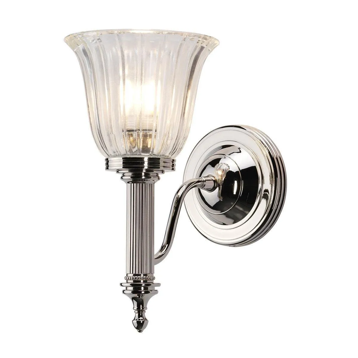 Netlighting Carroll 1 Light Bathroom Wall Light Polished Nickel IP44 G9 in Grey