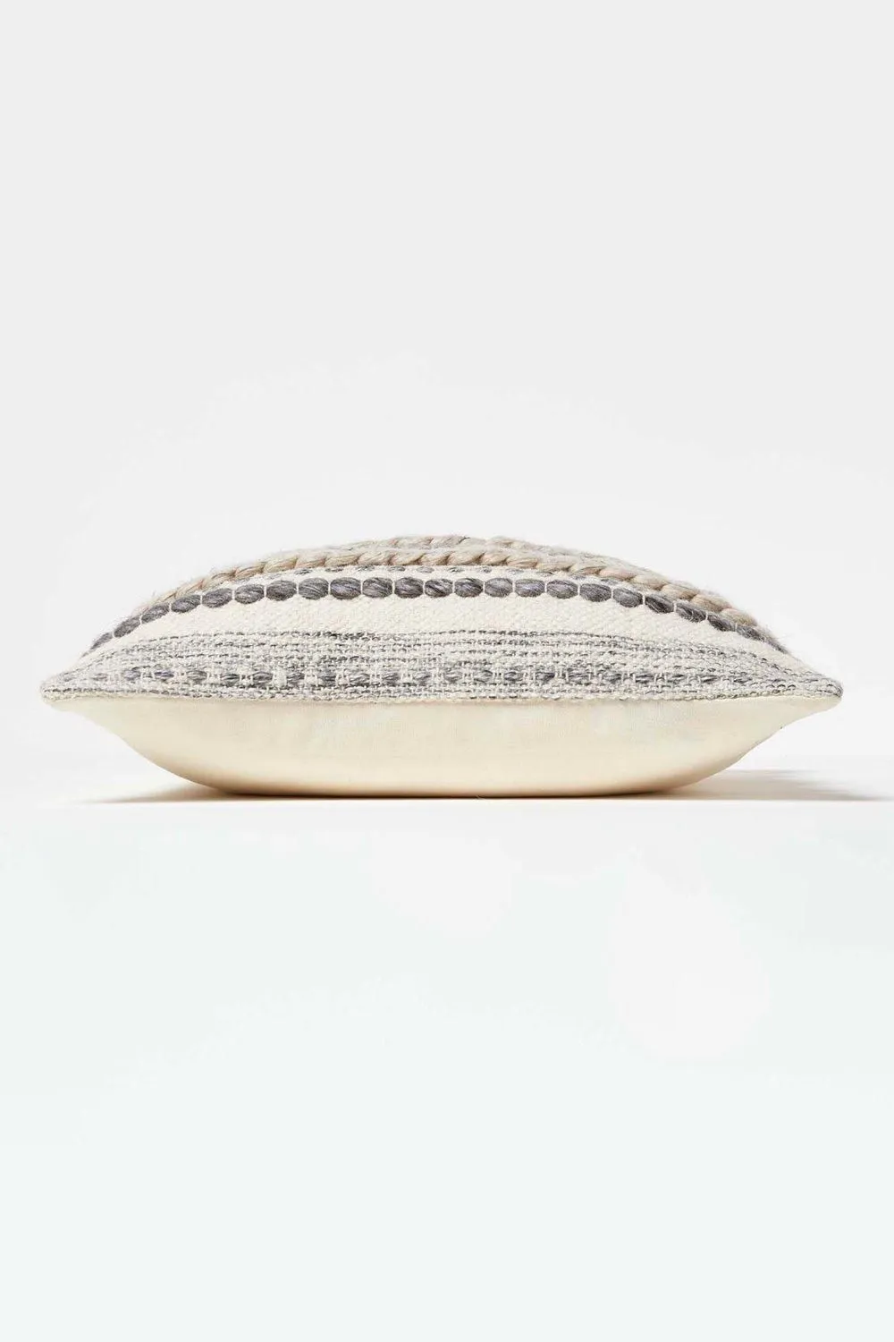 Homescapes Fyn Handwoven Braided Beige & Grey Kilim Cushion 4