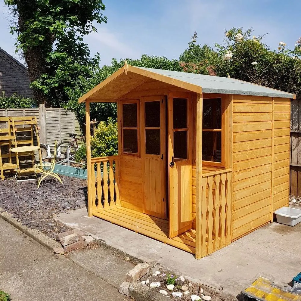 Shires Houghton Shiplap Summerhouse Garden Sun Room Approx 7 x 7 Feet in Light Brown 2
