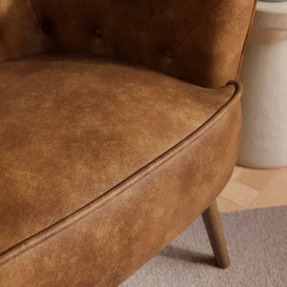 Cindi Button Back Faux Leather Tub Chair 3