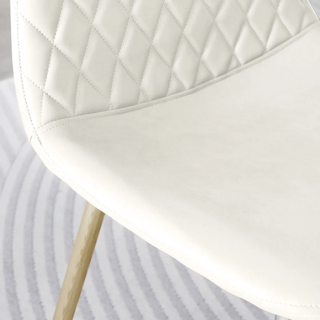 FurnitureboxUK 2x Corona Gold Leg Faux Leather Dining Chair in White 6