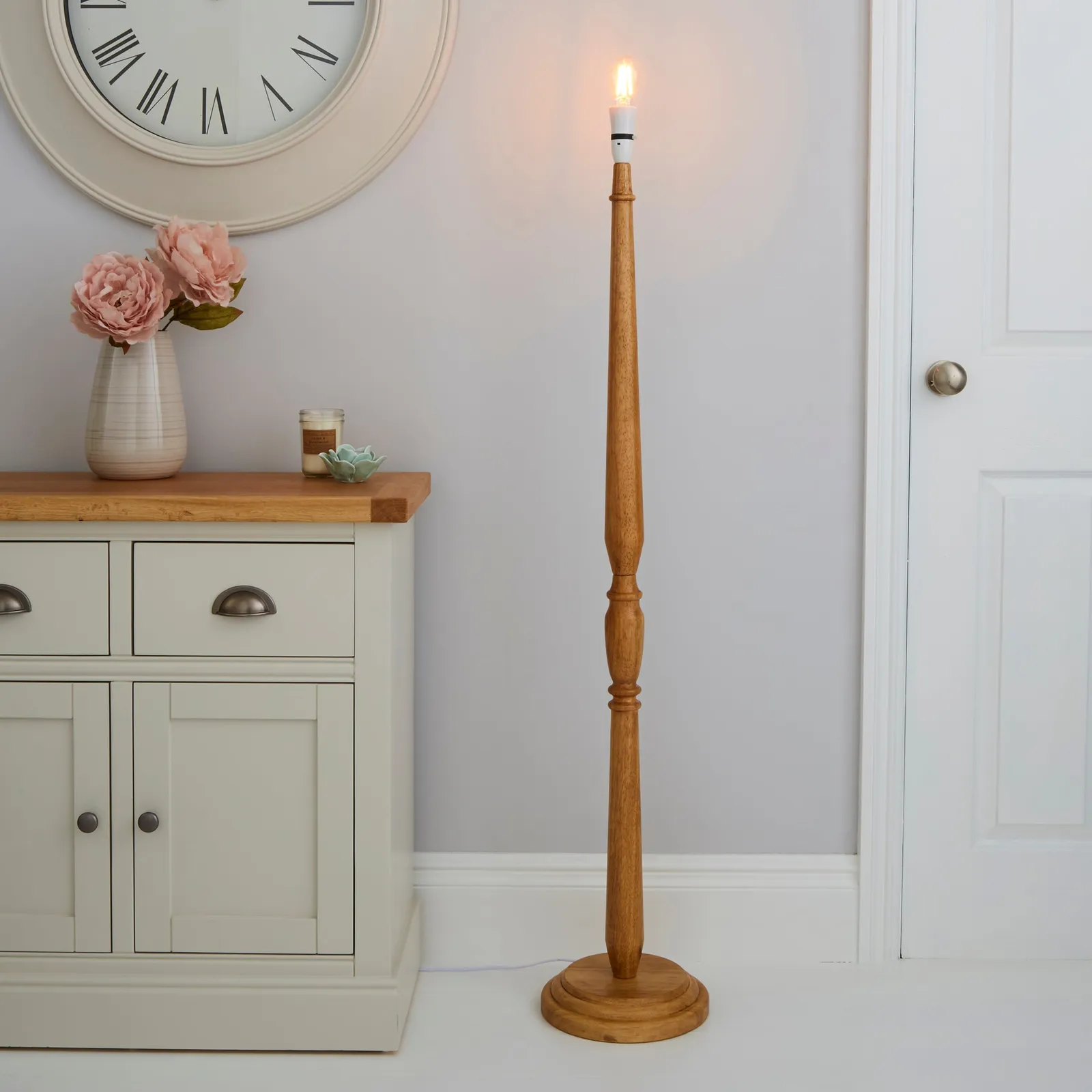 Legoli Turned Wood Floor Lamp Base Natural