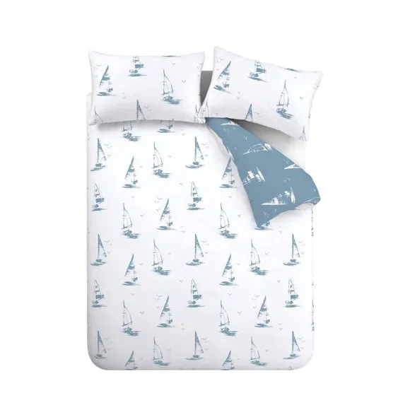 Catherine Lansfield Salcombe Boats Polycotton Duvet Cover & Pillowcase Set 5