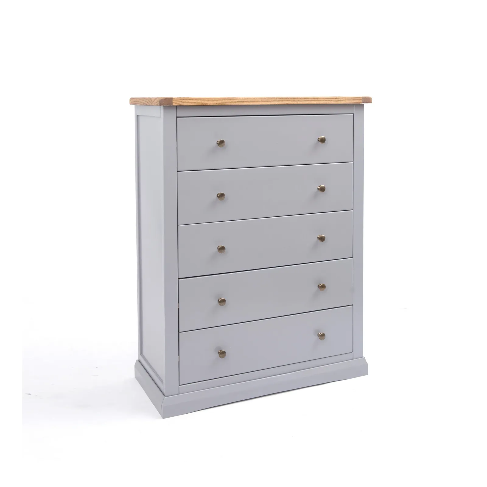 Cabinet Bits Rocca 5 Drawer Chest of Drawers Brass Knob in Grey 3