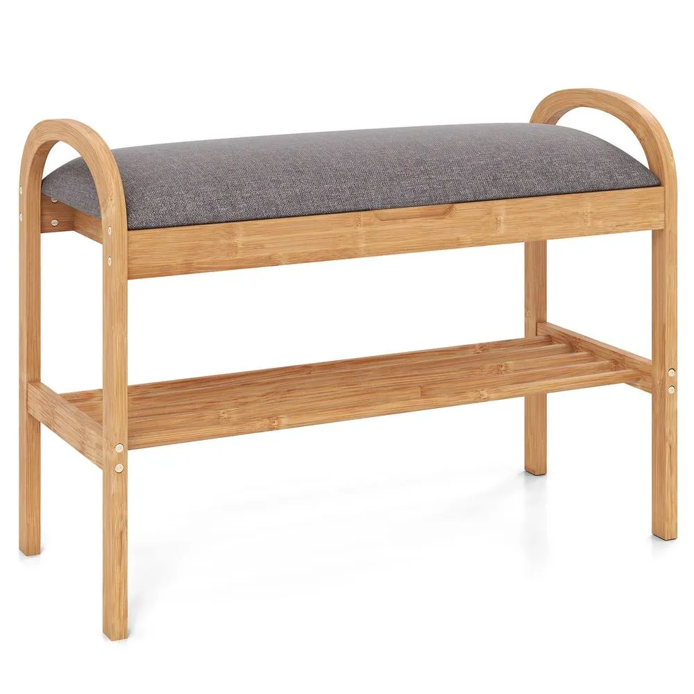 Costway Entryway 2-Tier Shoe Bench in Grey