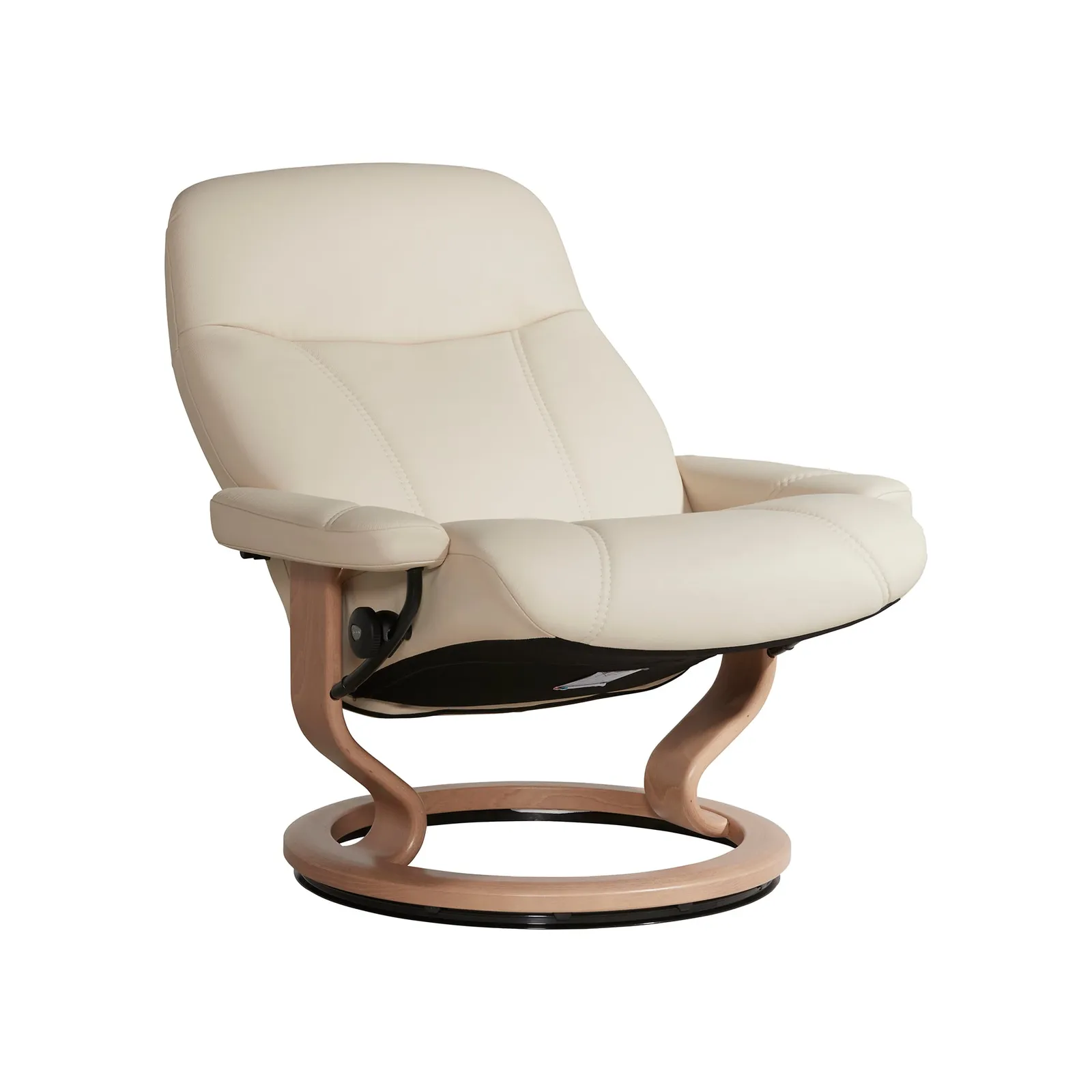 Stressless Consul Large Recliner Chair & Stool, Neutral Leather | Barker & Stonehouse 3