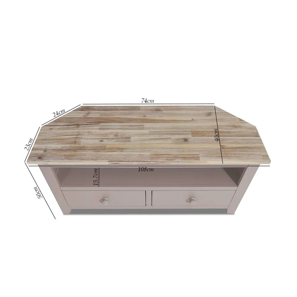 Statement Furniture Florence Corner TV Unit With 2 Drawers & Shelf in Taupe 2