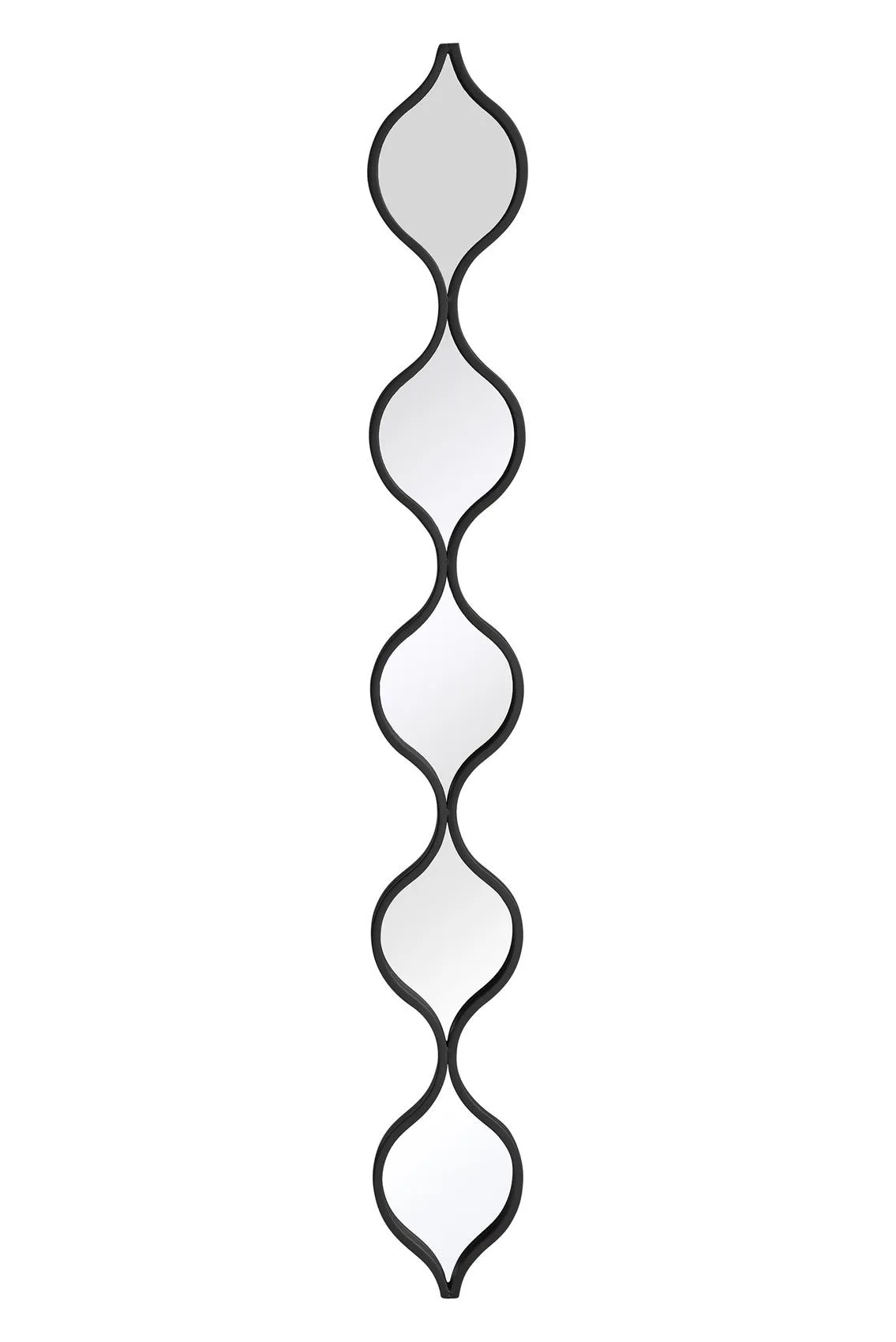 MirrorOutlet Black Metal Framed Tear Drop Garden Wall Mirror 49" X 6" 124CM X 15CM 5