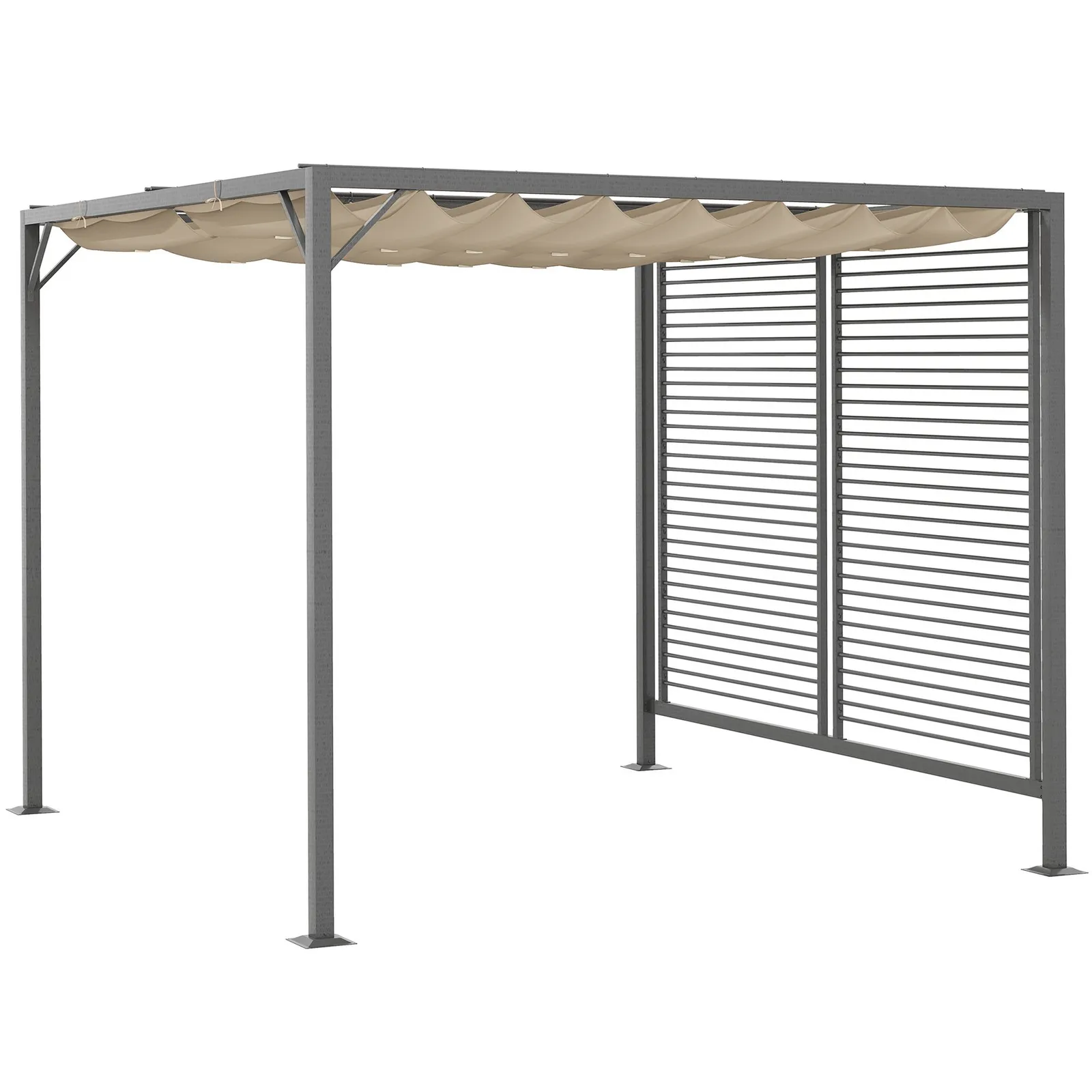 OUTSUNNY 3 x 2.8m Metal Pergola Patio Sun Shelter Grape Tent Retractable Canopy Gazebo in Beige 2
