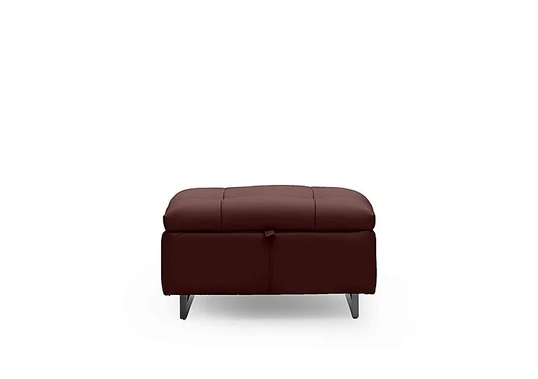 Gisella Leather Storage Footstool - Ruby