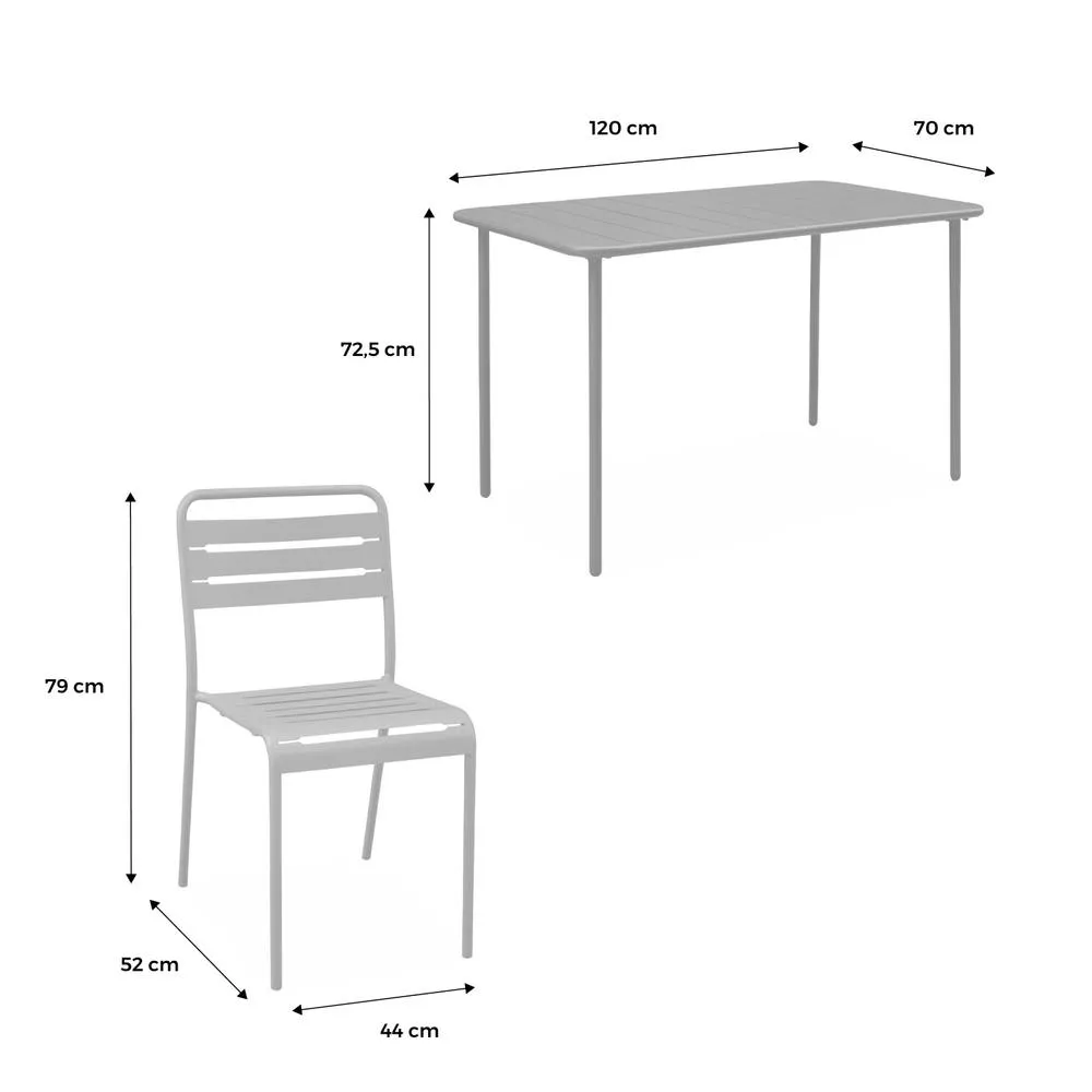 sweeek 4-seater Rectangular Steel Garden Table Set With Chairs in Dark Grey 5