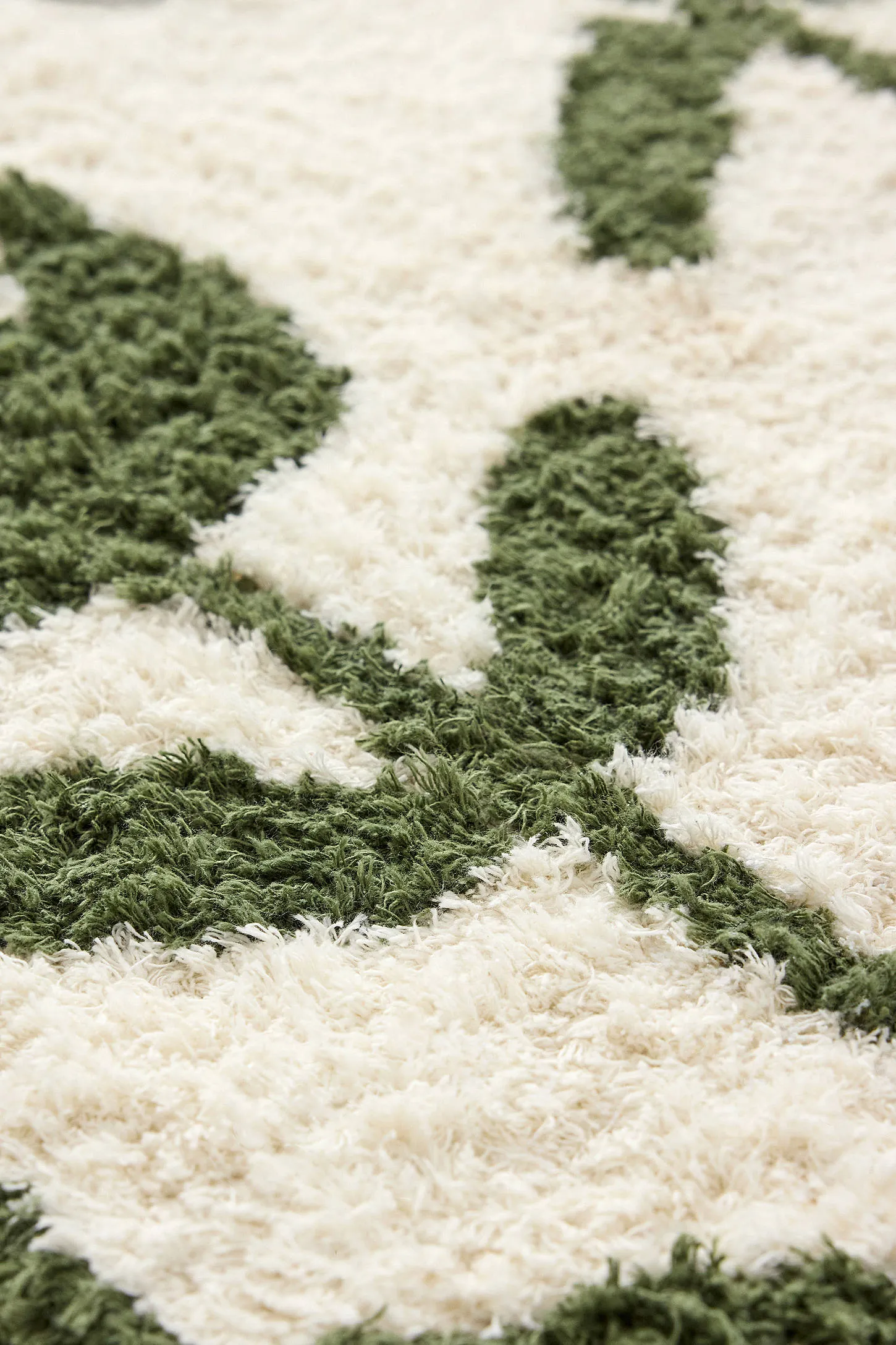 Floral Shaggy 2x3ft / 60x90cm Rug - Green 3