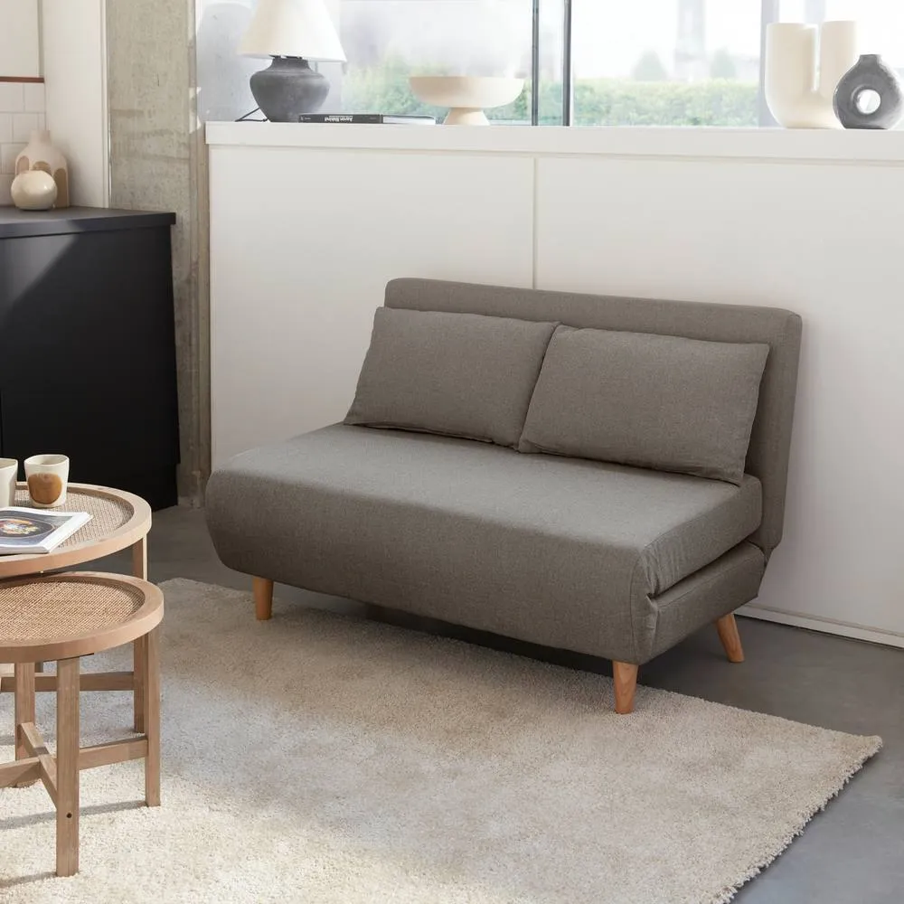 sweeek 2-seater Scandi-style Folding Sofa Bed in Light Grey 1