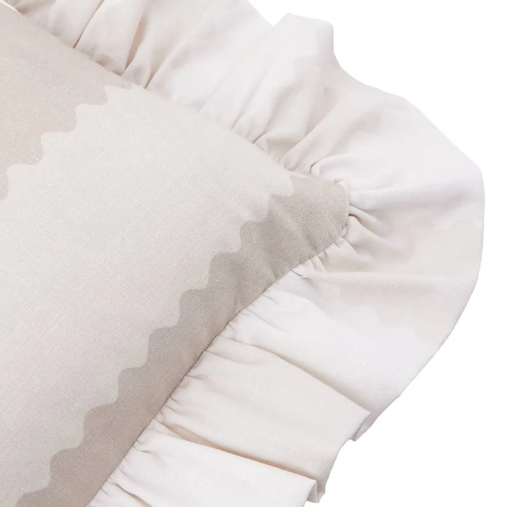 Wylder Birdie Stripe 100% Cotton Ruffle Cushion in Natural 3