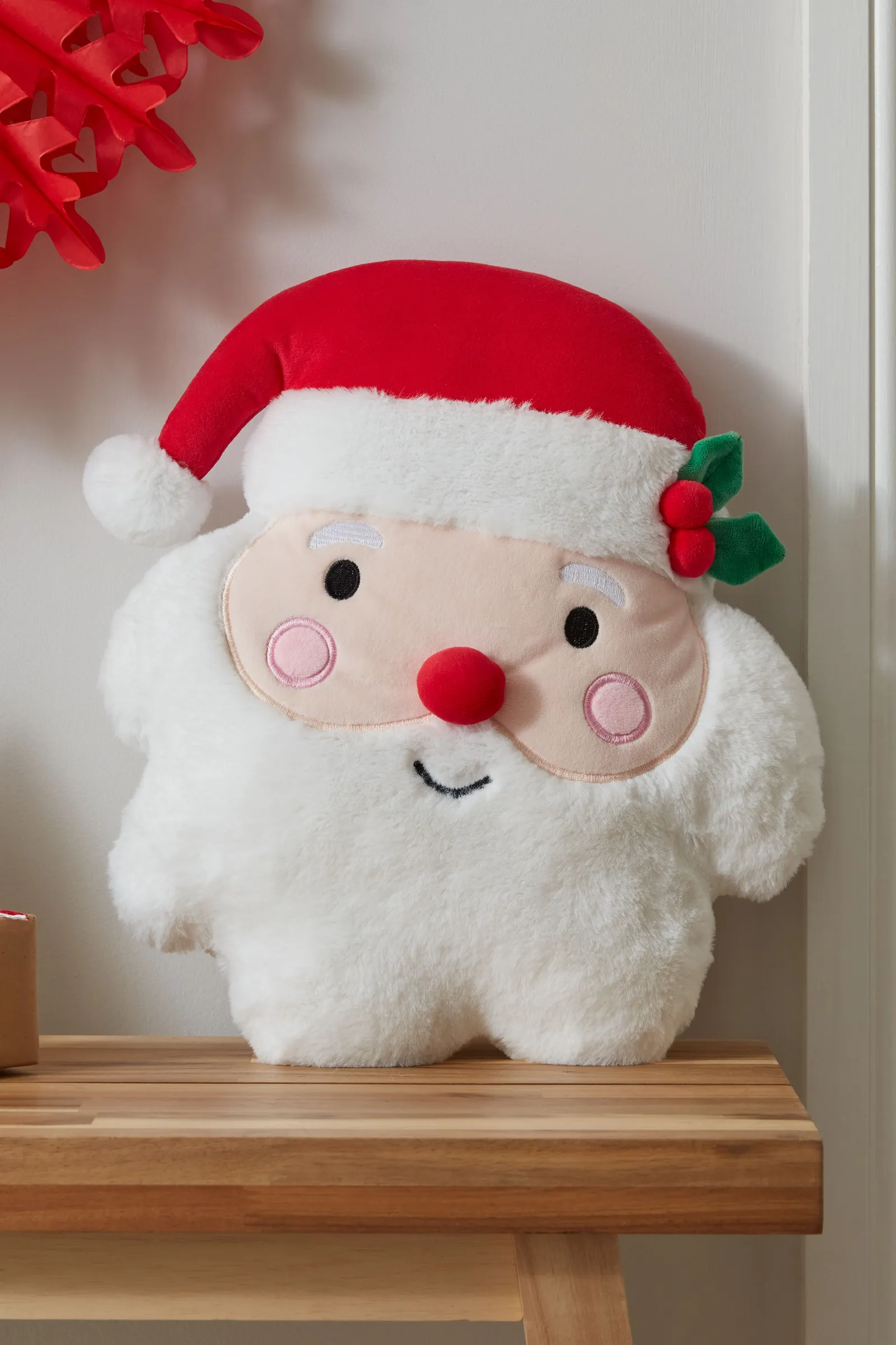Catherine Lansfield 'Christmas Santa' 3D Shaped Cushion in White