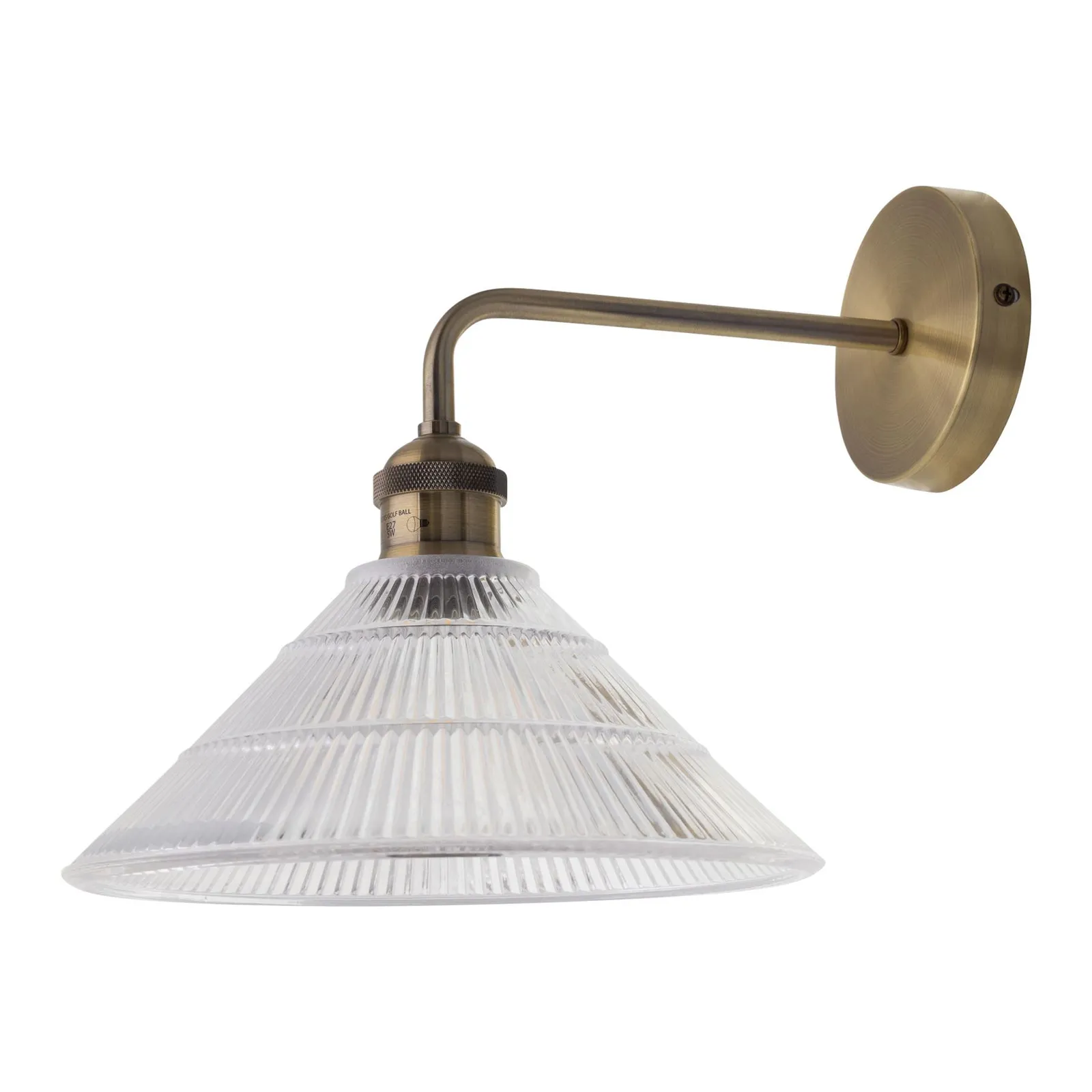 First Choice Lighting Set of 2 Isaac - Antique Brass Wall Lights with Fluted Glass Shades in Gold 2