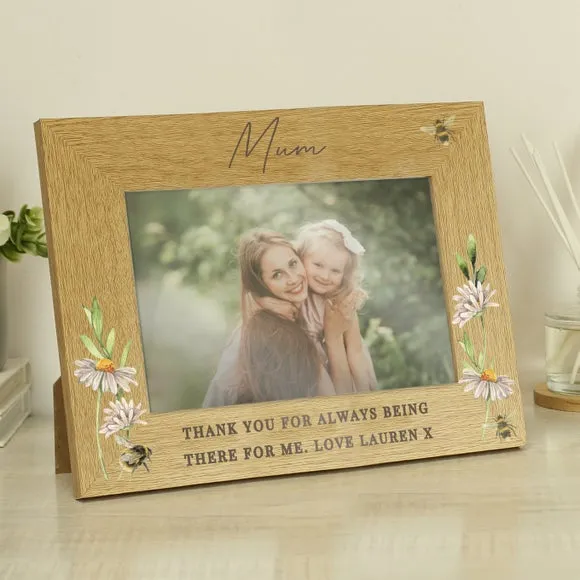 Personalised Floral Bee Oak Finish Photo Frame 3