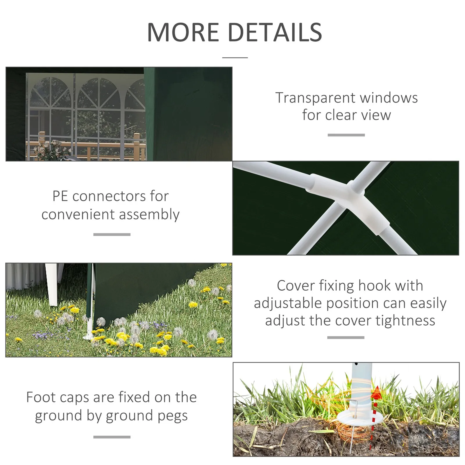 OUTSUNNY 6m x 3m Garden Gazebo Marquee Canopy Party Tent Canopy Patio in Green 6