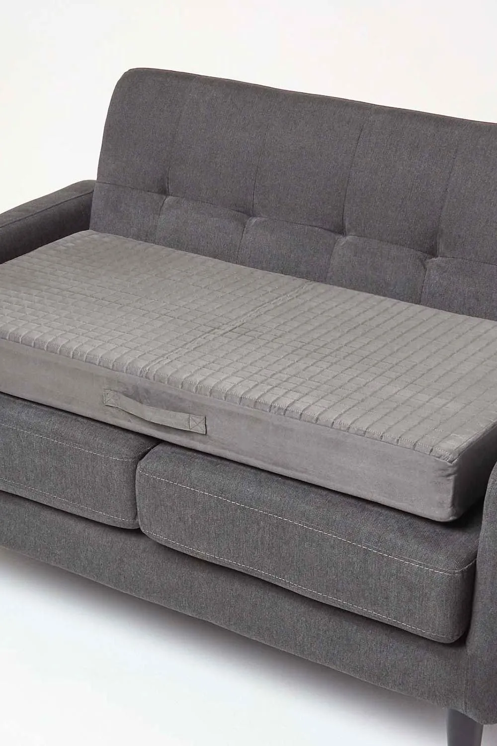 Homescapes Quilted Polyester 2 Seater Orthopaedic Booster Cushion Cover in Grey 2