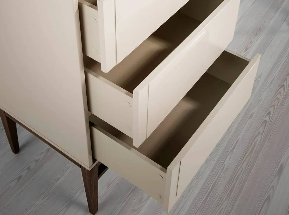 Angel Cerda Chiffonier, Beige & Walnut Wood, 4 Drawers, 120 cm High 5