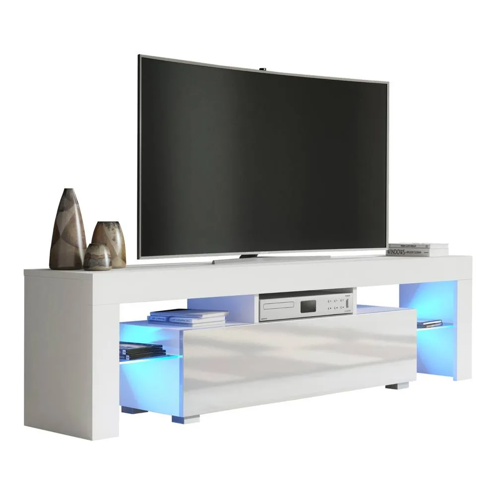Creative Furniture Aria TV Unit 160cm - White with Gloss Doors + LED Lights 3