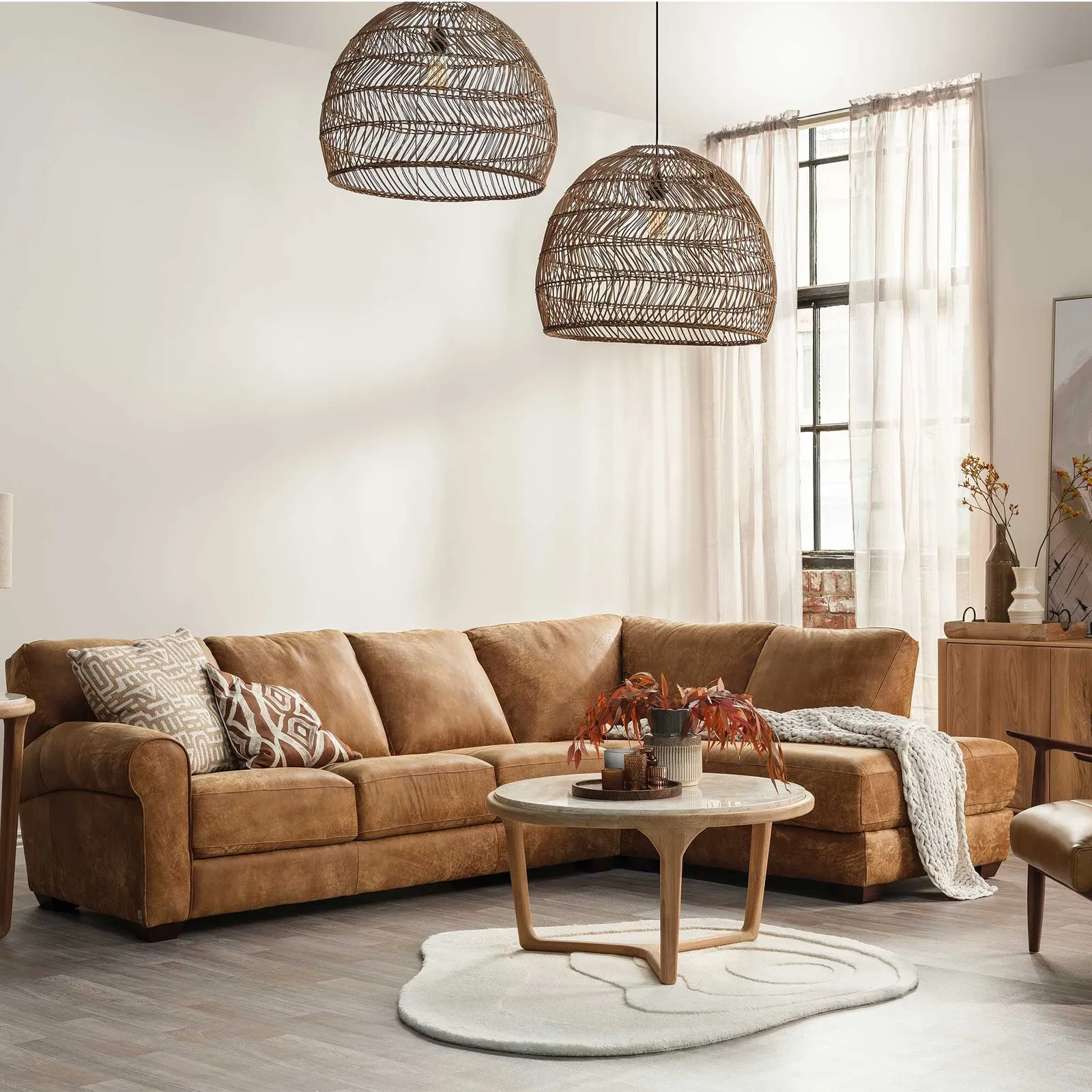 Houston Large Corner Rhf Chaise Corner Sofa, Brown Leather | Barker & Stonehouse 2
