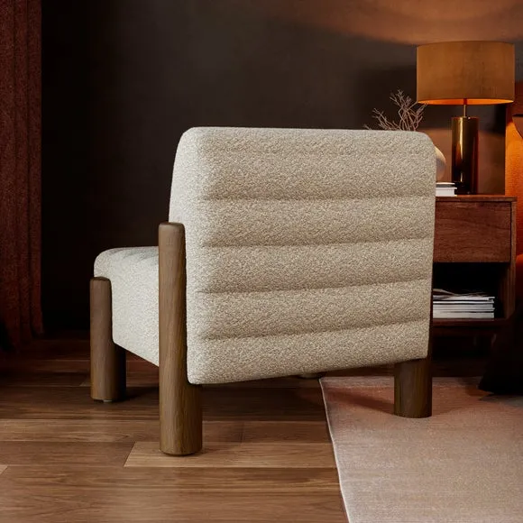 Brunswick Ribbed Tonal Boucle Chunky Wooden Accent Chair 2