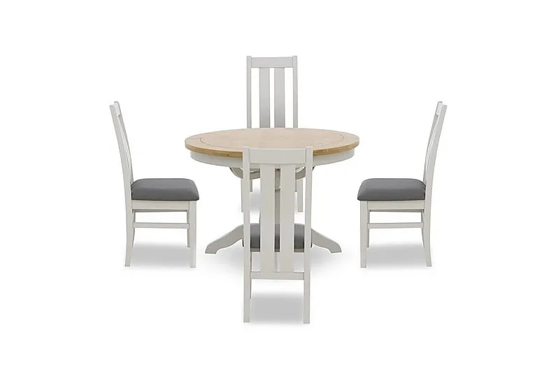 Lewis Round Pedestal Butterfly Extending Dining Table and 4 Wooden Slatted Back Chairs - Anthracite