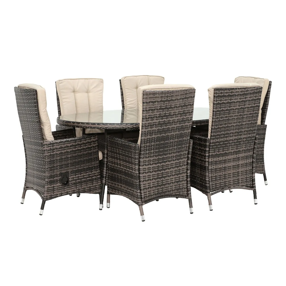Whitstable 6 Seat Oval Garden Set with Recliner Chairs in Brown Weave